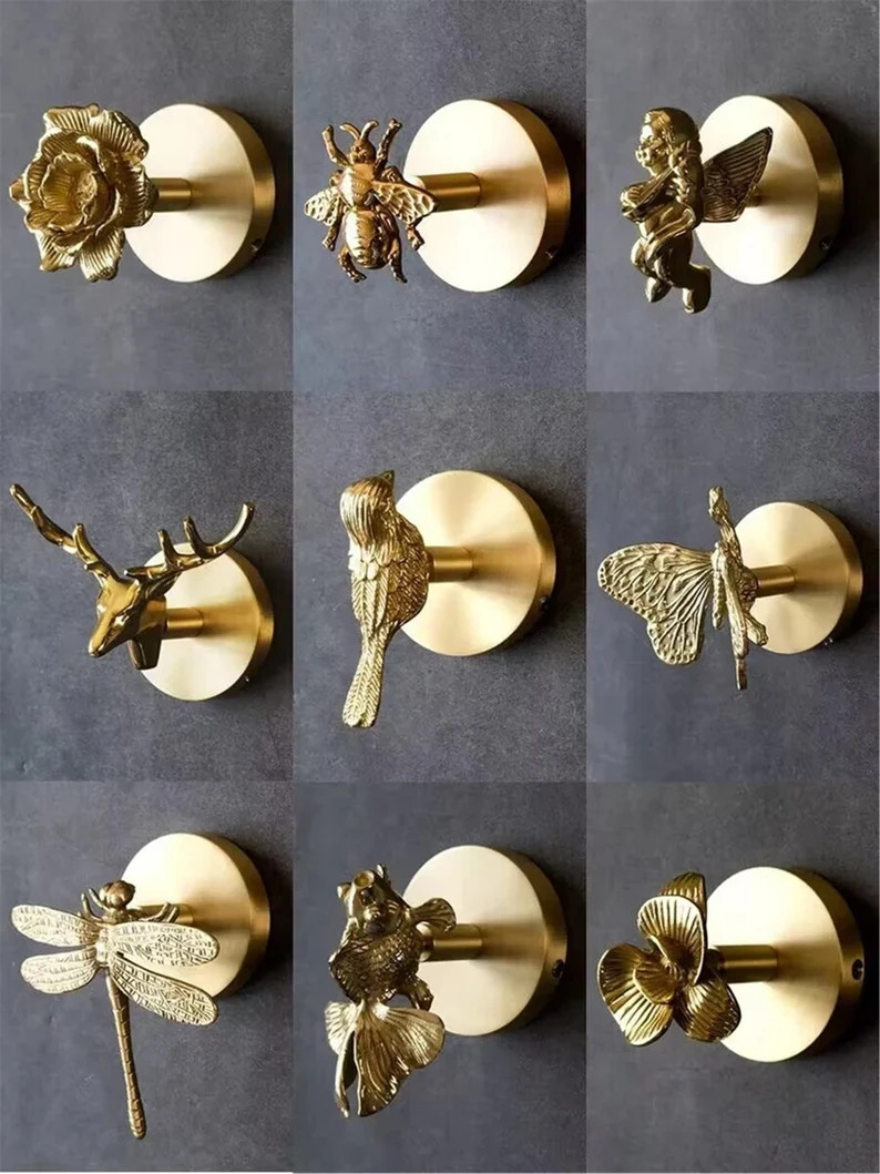 Solid Brass Wall Hooks Gorgeous Gold Animal Hooks Clothes Coat Hooks Fish Deer Bee Dragonfly Bird... | Etsy (CAD)