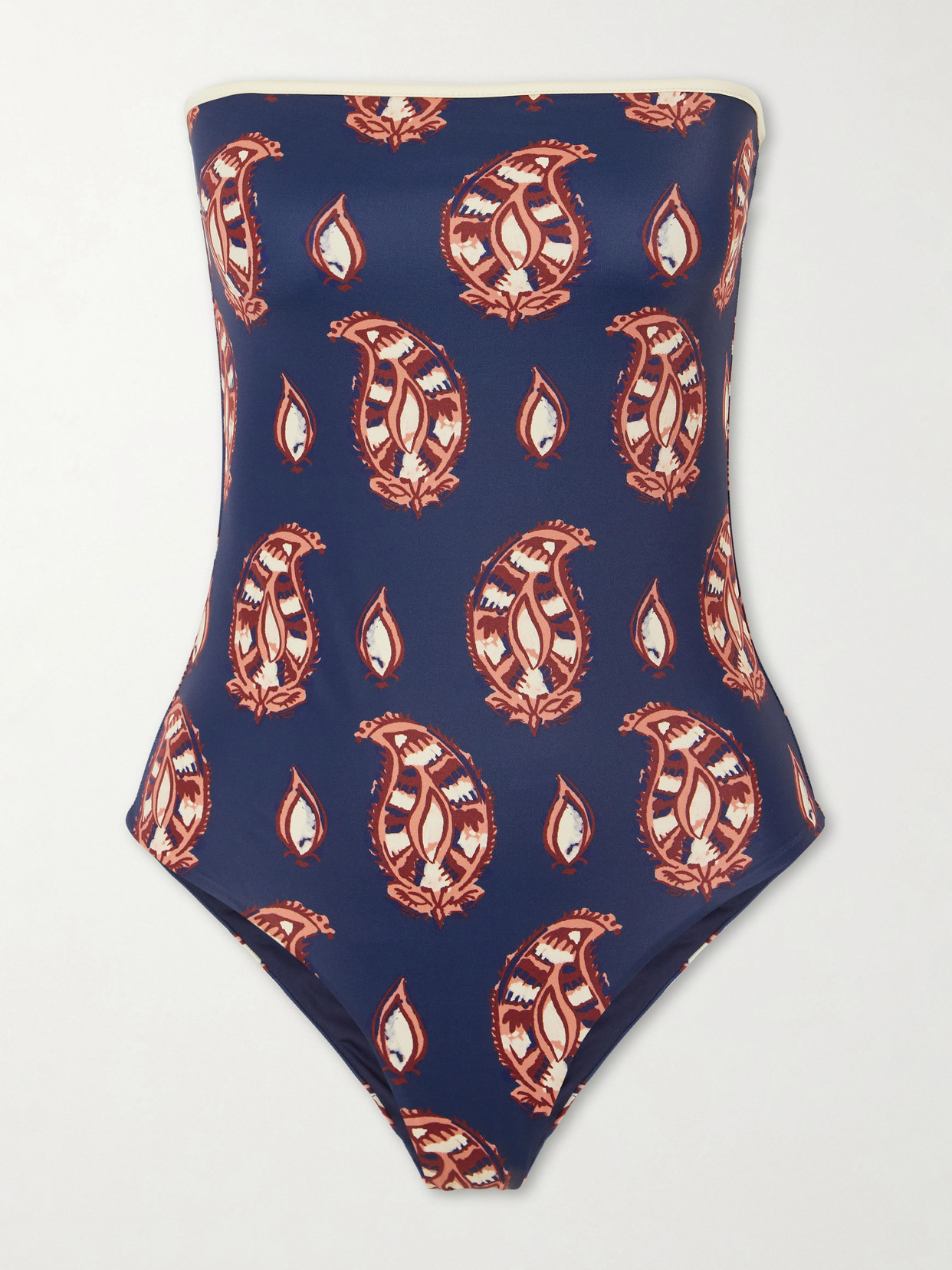 Johanna Ortiz - Alta Mar Printed Strapless Swimsuit - Blue | NET-A-PORTER (US)
