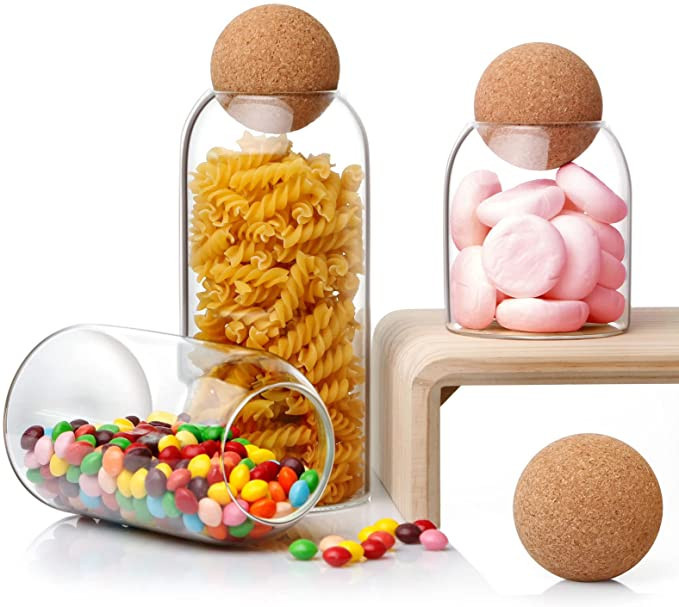 NUTRIUPS Storage Glass Jar Set Food Storage Tank With Wooden Lid 500 ML,800ML,1200ML | Amazon (US)