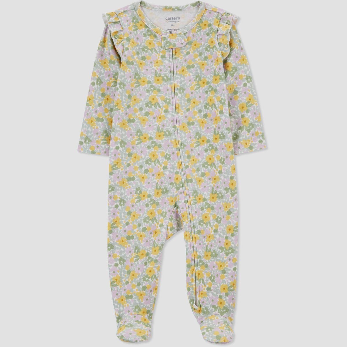 Carter's Just One You®️ Baby Girls' Floral Footed Pajama - Green/Yellow | Target
