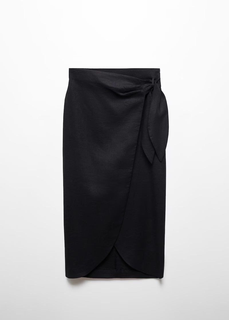 Bow linen skirt -  Women | Mango United Kingdom | MANGO (UK)