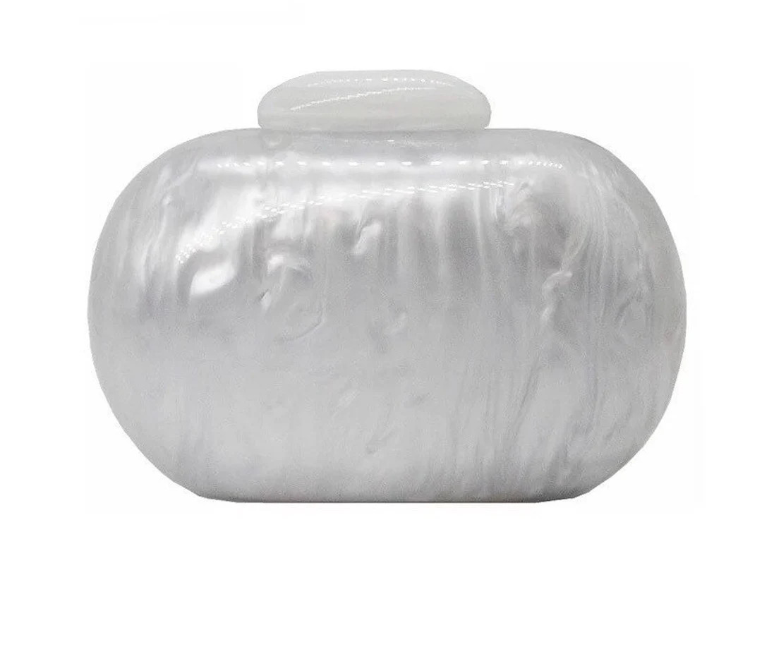 Pearl white oval shape acrylic clutch, White pearlescent oval clutch, Bridal wedding clutch,Eveni... | Etsy (US)