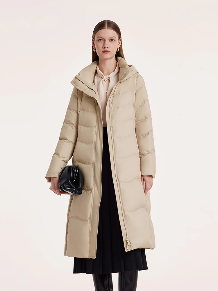 Hooded Long Goose Down Garment | GOELIA