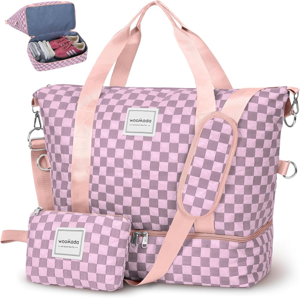 WOOMADA Weekender Bag for Women, Travel Duffel Bags with Shoe Compartment & Wet Pocket, Personal ... | Amazon (US)