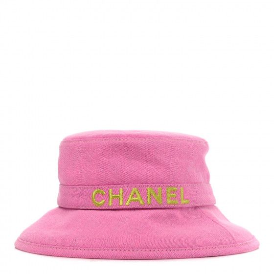 CHANEL Denim Logo Bucket Hat M Pink Yellow | Fashionphile