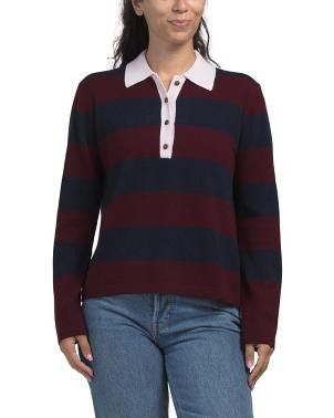 Cashmere Long Sleeve Rugby Stripe Pullover | TJ Maxx