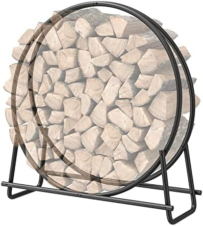 Mr IRONSTONE 41 inch Firewood Rack, Firewood Log Hoop for Indoor Fireplace Wood Storage Ring, Rou... | Amazon (US)