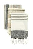 Amazon.com: Creative Co-Op Grey & Tan Striped Cotton Tea Towels with Tassels (Set of 3) Entertain... | Amazon (US)
