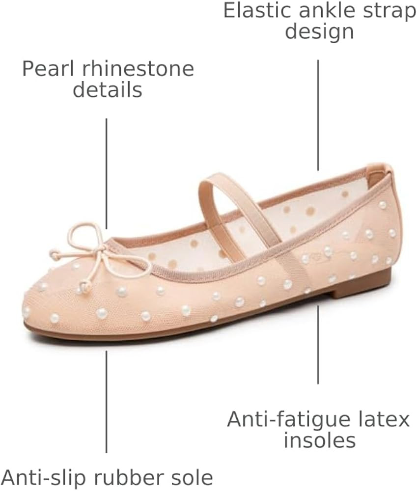 Trary Ballet Flats for Women Closed Round Toe Mary Jane Shoes Women Cute Bowknot Non-Slip Dressy ... | Amazon (US)