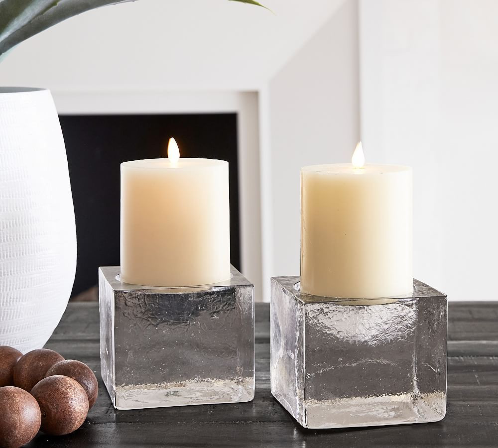 Premium Flickering Flameless Wax Pillar Candle | Pottery Barn (US)