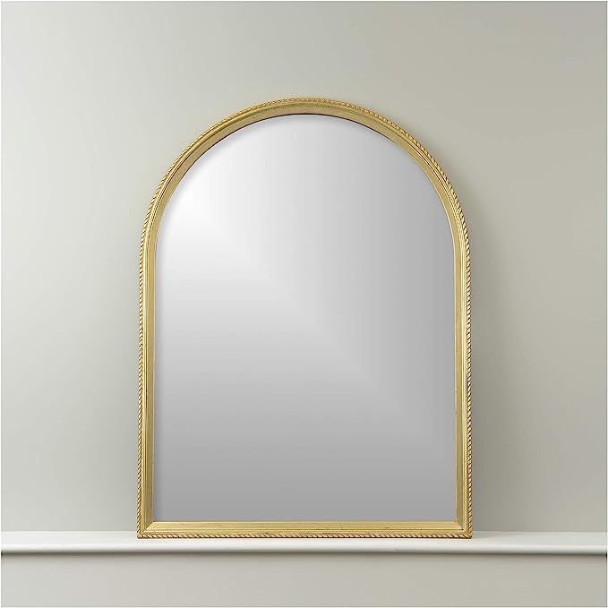 Best Home Fashion Arch Mirror with Notched Frame - Gold Finish Wood Frame -Wall Hanging - 40” L... | Amazon (US)