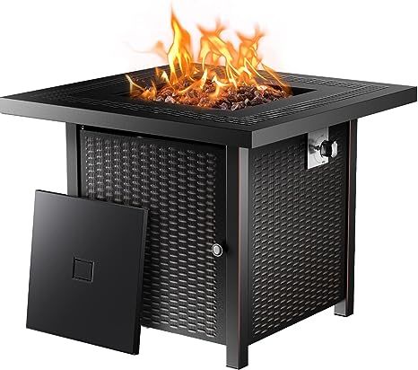 Ciays Propane Fire Pits 28 Inch Outdoor Gas Fire Pit, 50,000 BTU Steel Fire Table with Lid and La... | Amazon (US)