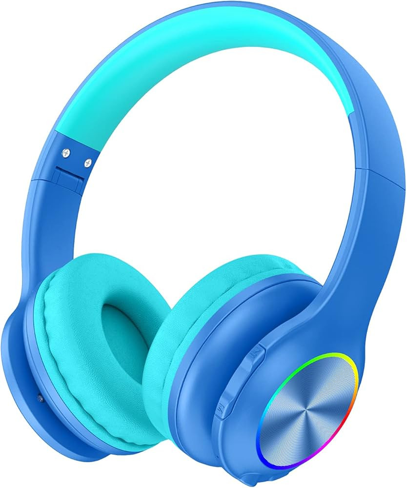 Bluetooth Kids Headphones Fit for Aged 3-21, Colorful LED Lights Comfort Wireless Headphones with... | Amazon (US)