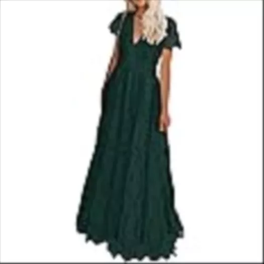 PRETTYGARDEN Women's Floral Lace Maxi Dress 2023 Short Sleeve V
