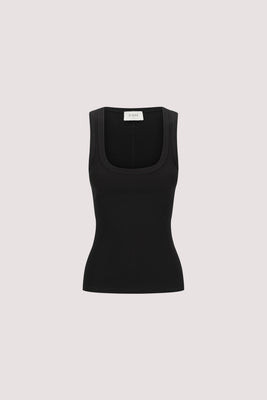 CLARA BLACK SCOOP NECK TANK TOP | DISSH