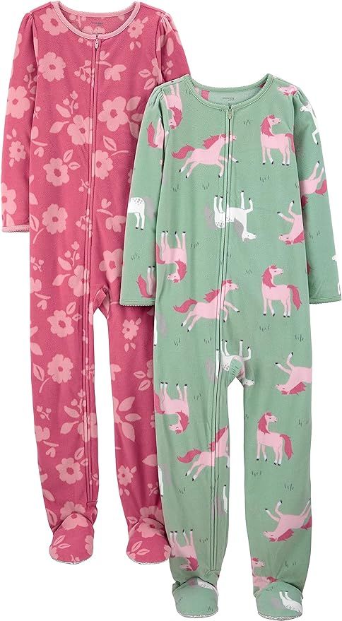 Amazon.com: Simple Joys by Carter's Girls' Holiday Fleece Footed Sleep and Play, Pack of 2, Horse... | Amazon (US)