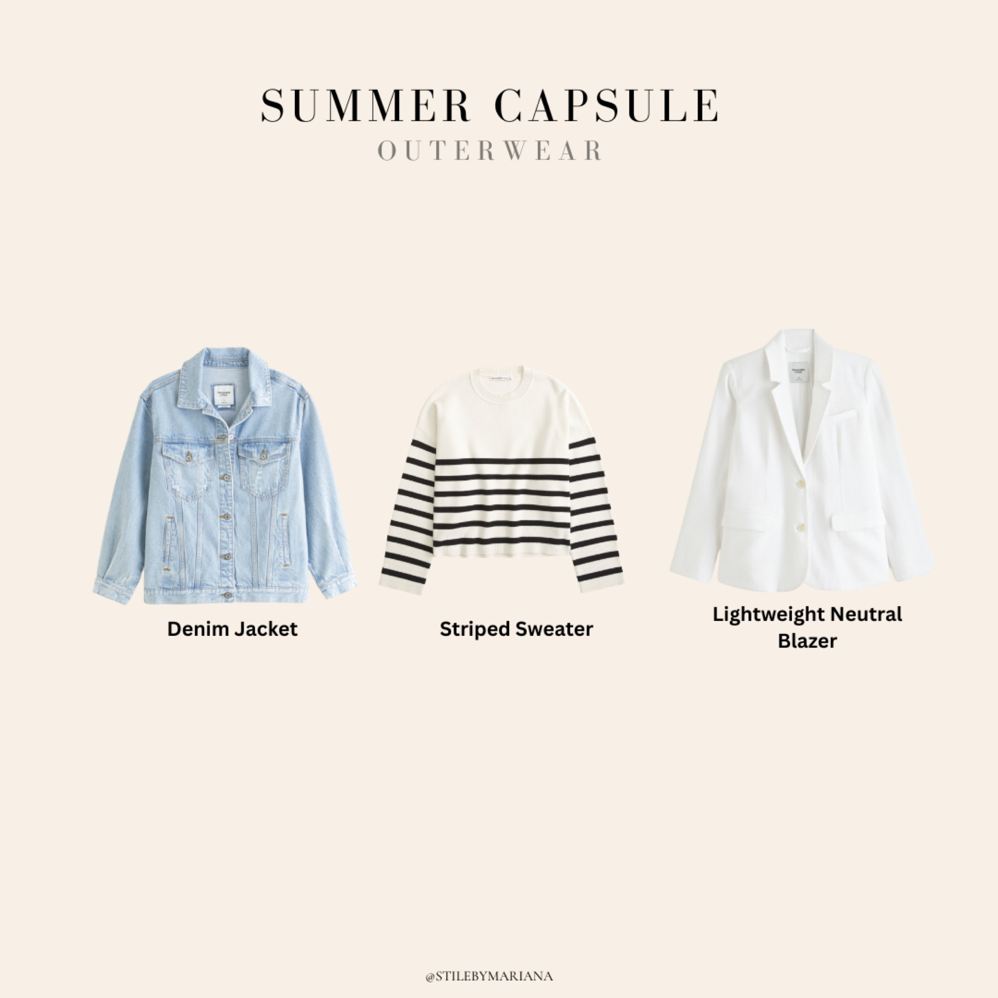 Summer capsule outerwear 
Denim jacket striped sweater linen blend blazer

#LTKFindsUnder100 #LTKStyleTip #LTKFindsUnder50