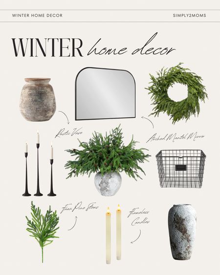 Decorate your home for the cozy winter season with these timeless home decor essentials. From stylish storage baskets to winter greenery, and wreaths that bring nature indoors. Candlesticks and flameless candles add a warm glow, and a mirror and stoneware vases complete the look. #winterdecor #livingroom #wintergreenery 

#LTKhome #LTKSeasonal #LTKstyletip