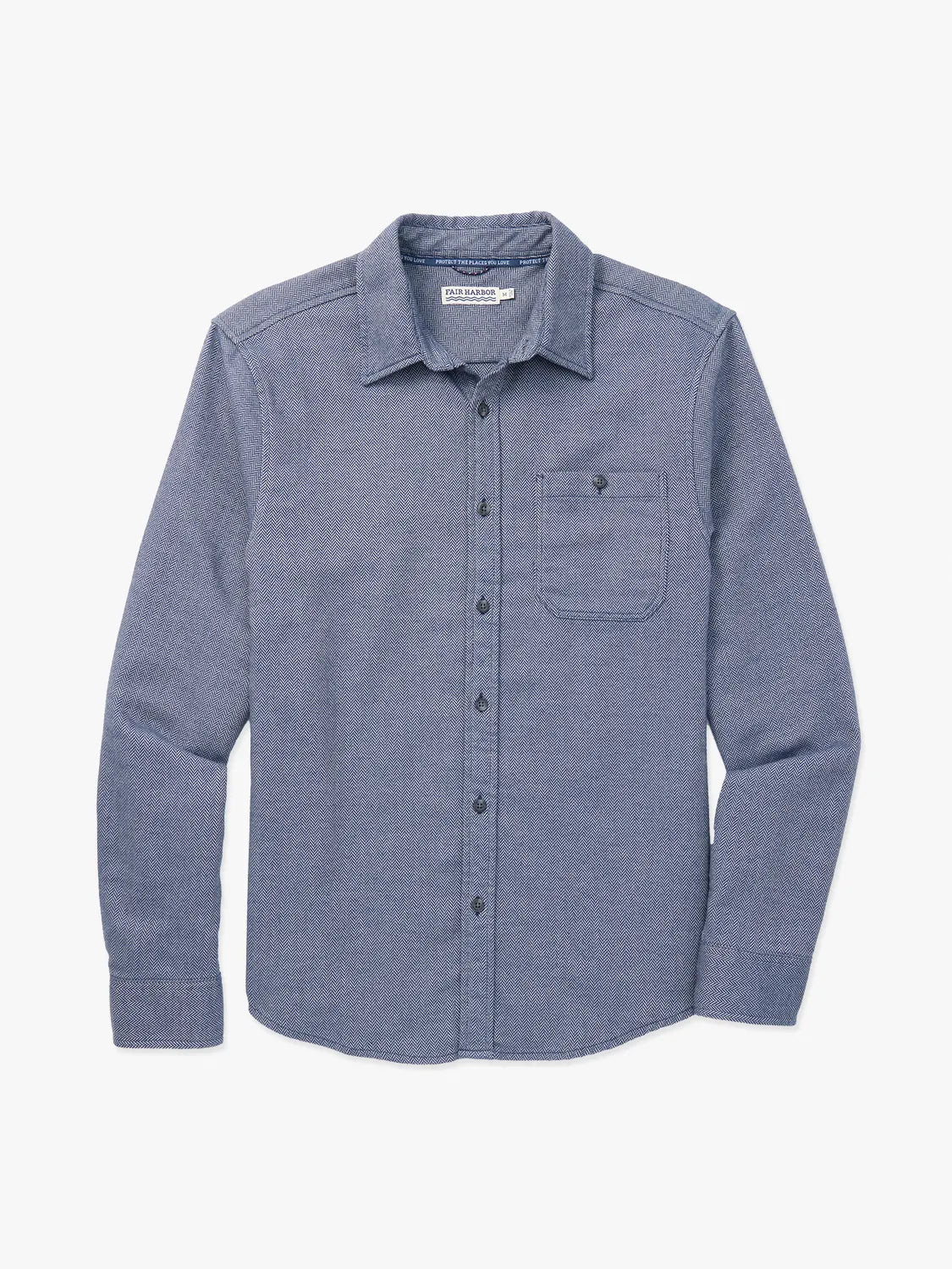 Seaside Lightweight Flannel | Navy Herringbone | Fair Harbor