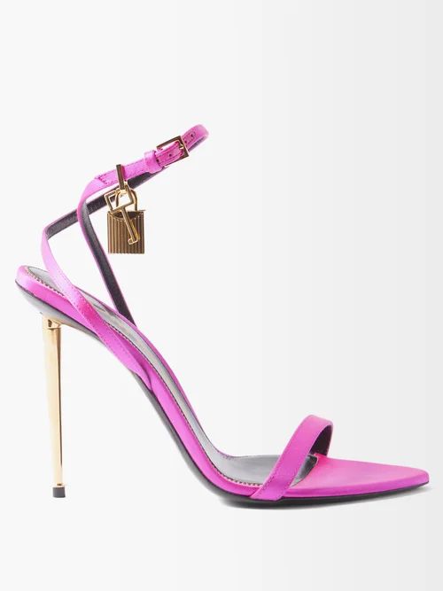 Tom Ford - Padlock Satin Stiletto Sandals - Womens - Pink | Matches (US)