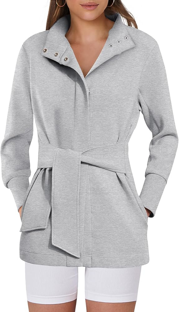 ANRABESS Women's Jacket Belted Long Sleeve Wrap Trench Coat 2025 Fall Winter Casual Dressy Travel... | Amazon (US)