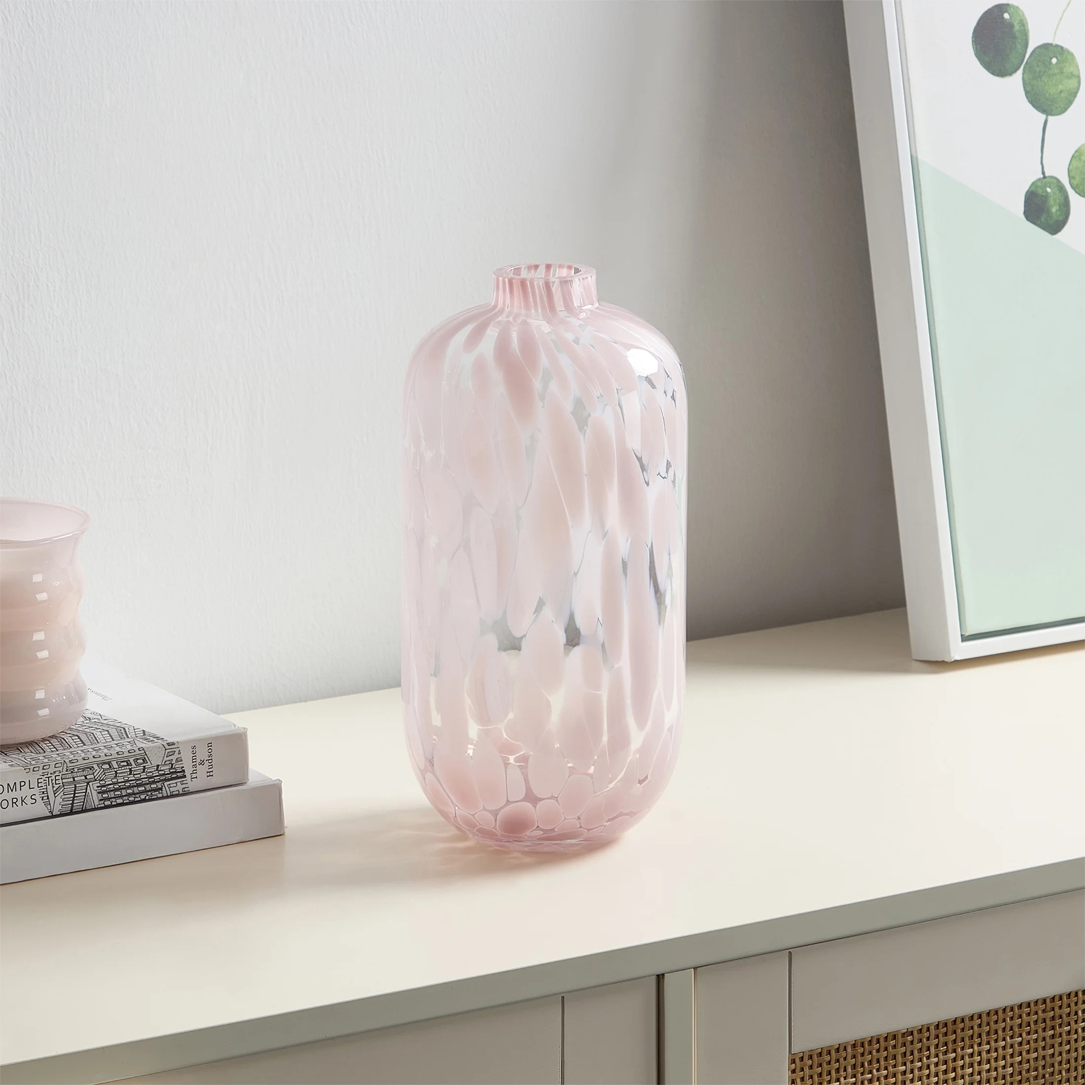 Home Decor Collections 10'' Blush Pink Painted Narrow Neck Glass Vase | Walmart (US)