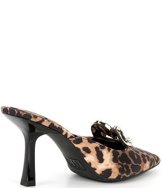Heart-Eyes Leopard Print Satin Heart Ornament Dress Mules | Dillard's