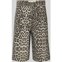 REVIEW Leo-Print Baggy Jeans Shorts mit Gürtelschlaufen - Jorts in Beige, Größe XL | Peek & Cloppenburg* Düsseldorf DE