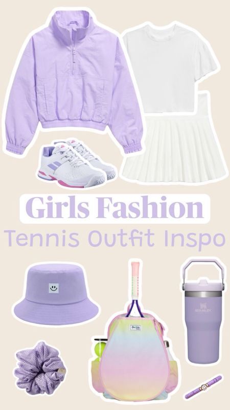 Girls tennis outfit and accessories! 🎾💜😊 #girlstennisputfit #girlstennisbackpack #girlstennisbag #girlstennisskirt #tennisskirt #tennisbackpack #kidsbuckethat #kidstennisshoes #kidswaterbottle

#LTKfitness #LTKfamily #LTKkids