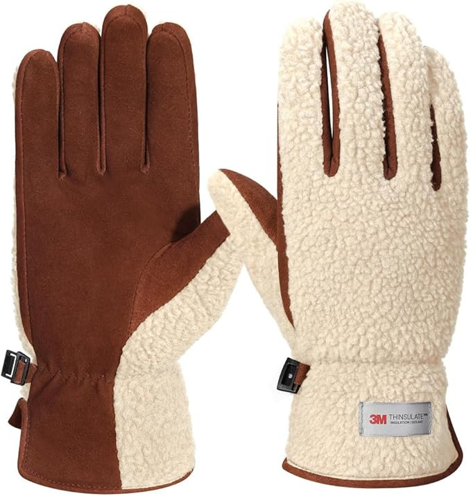 Harssidanzar Sherpa Gloves Women's Outdoor Winter for Gloves Genuine Suede Lined SL021US | Amazon (US)
