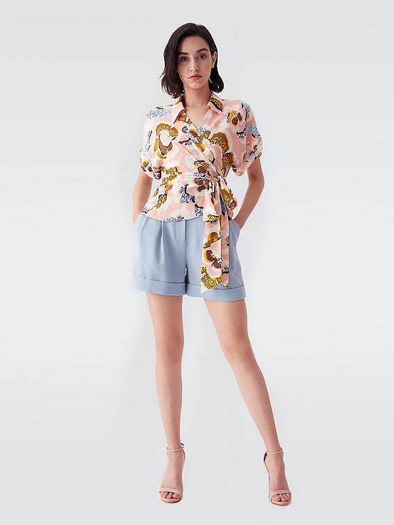 Debbie Silk Crepe de Chine Wrap Top | Diane von Furstenberg US - Dynamic