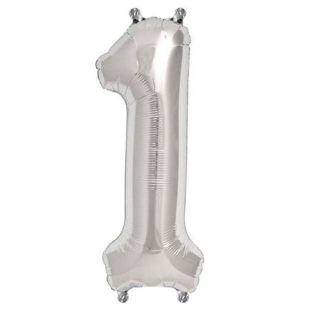 16"" Silver Foil Mylar Balloons Numbers - 1 | Walmart (US)