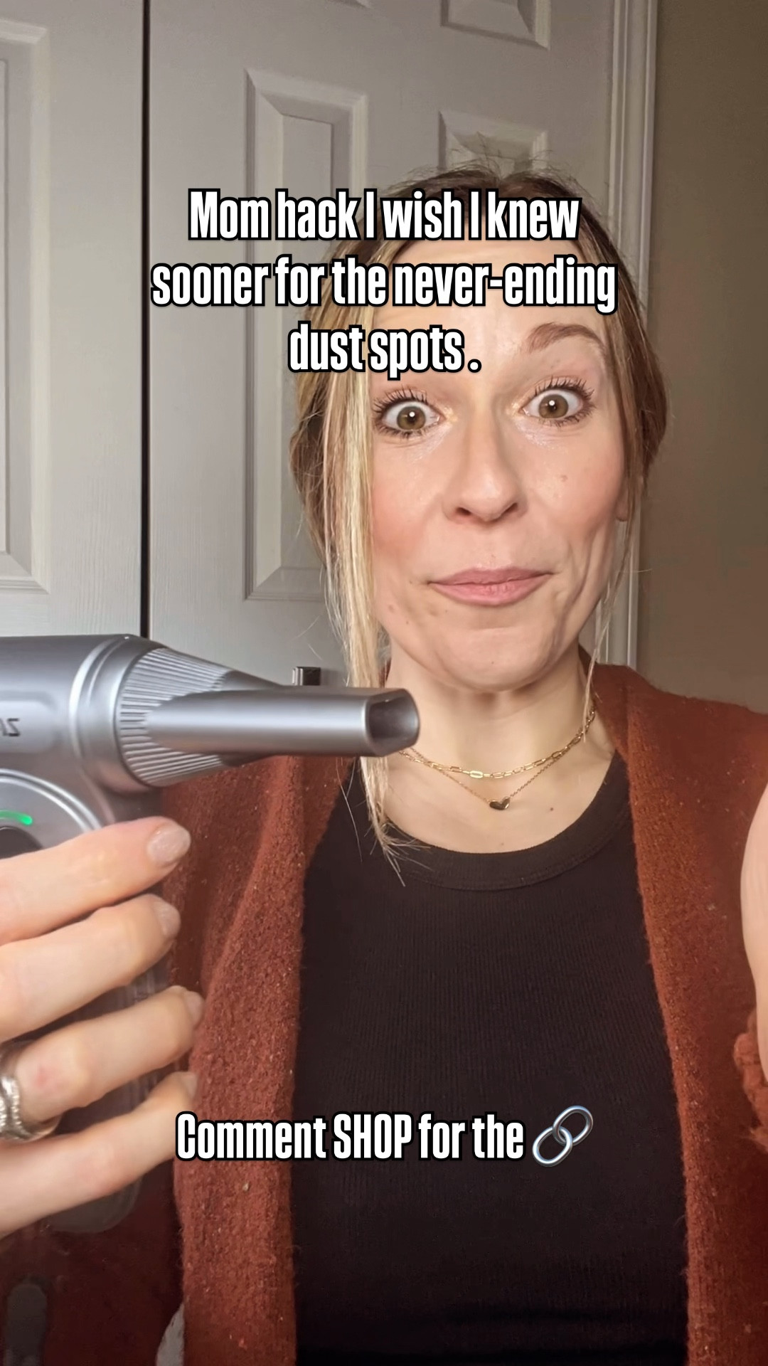 Mom cleaning hack for dust you don’t have time to deal with.

If you’re a busy mom, you already know… dust shows up everywhere.
Shelves, baseboards, window sills, keyboards, the car, random corners you swear you just cleaned.

And most days I’m not dragging out the big vacuum just to deal with a little dust.

This cordless dust blower has been such an easy fix. I can quickly blow dust out of corners, off surfaces, and out of those tiny spaces that are annoying to wipe down.

It’s one of those little tools that makes keeping the house looking clean way easier when you’re short on time.

Follow for more mom life hacks and Amazon finds.
Save this for later when you’re tackling dust.
Share with a mom who is always cleaning something.

#cleaninghacks #momlifehacks #amazonmomfinds #homecleaningtips #busymomhacks