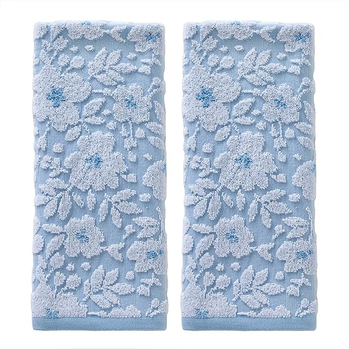 SKL Home Floral Jacquard Hand Towel Set, Sky Blue, 2 Count | Amazon (US)
