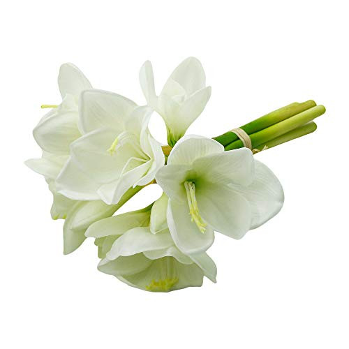 Amazon.com: 12" Real Touch Artificial Amaryllis Bouquet Home Office Hotel Decoration Wedding Cent... | Amazon (US)