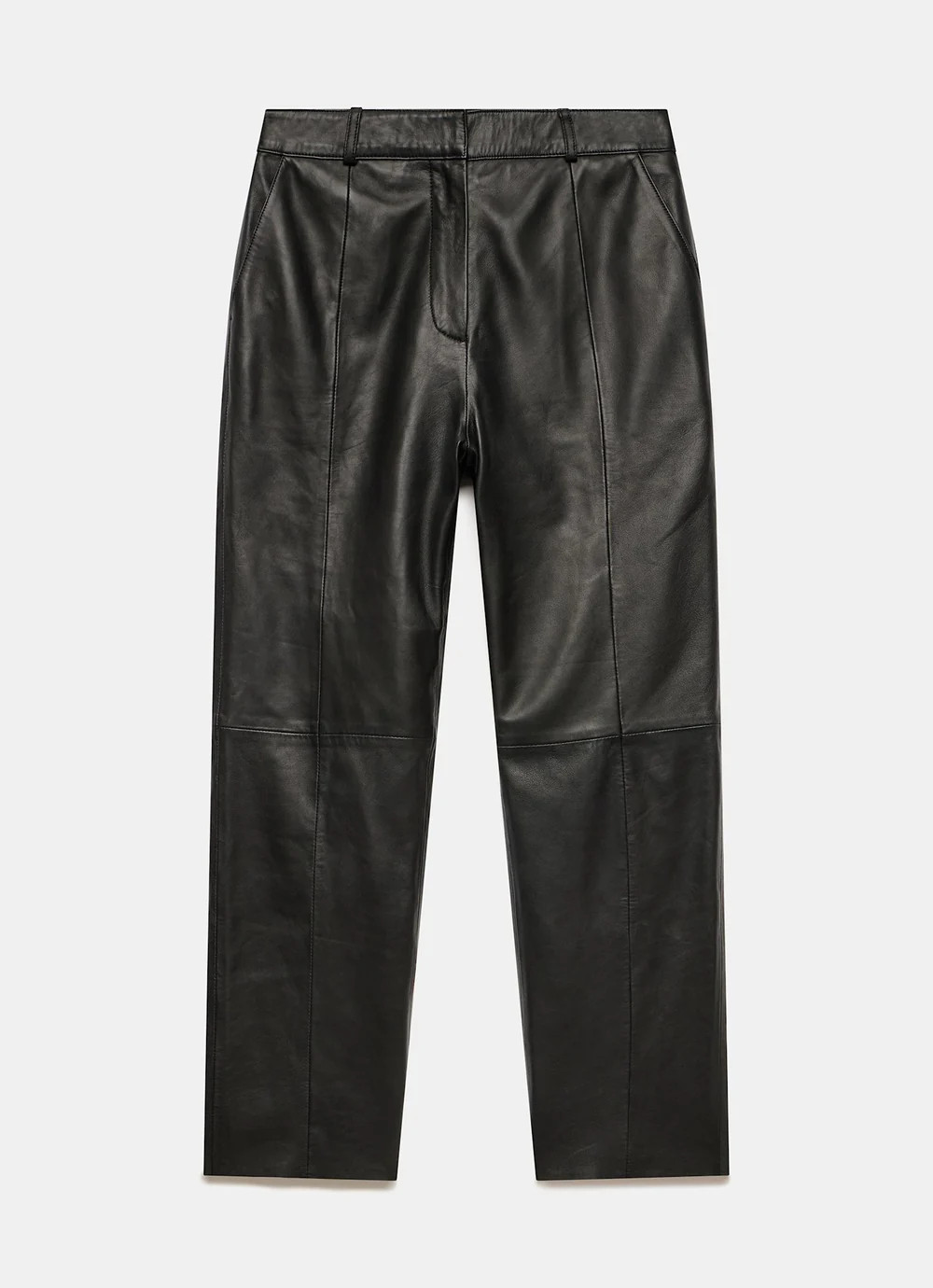 Black Leather Tapered Trousers | Mint Velvet