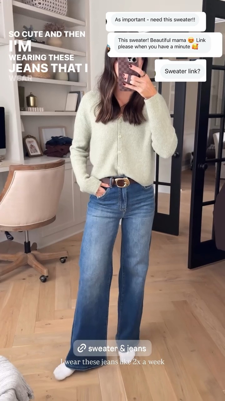 Sweater: true to size (S)
Jeans: size down if between sizes (26) 
Belt: tts (S) 


#LTKStyleTip #LTKFindsUnder100 #LTKFindsUnder50