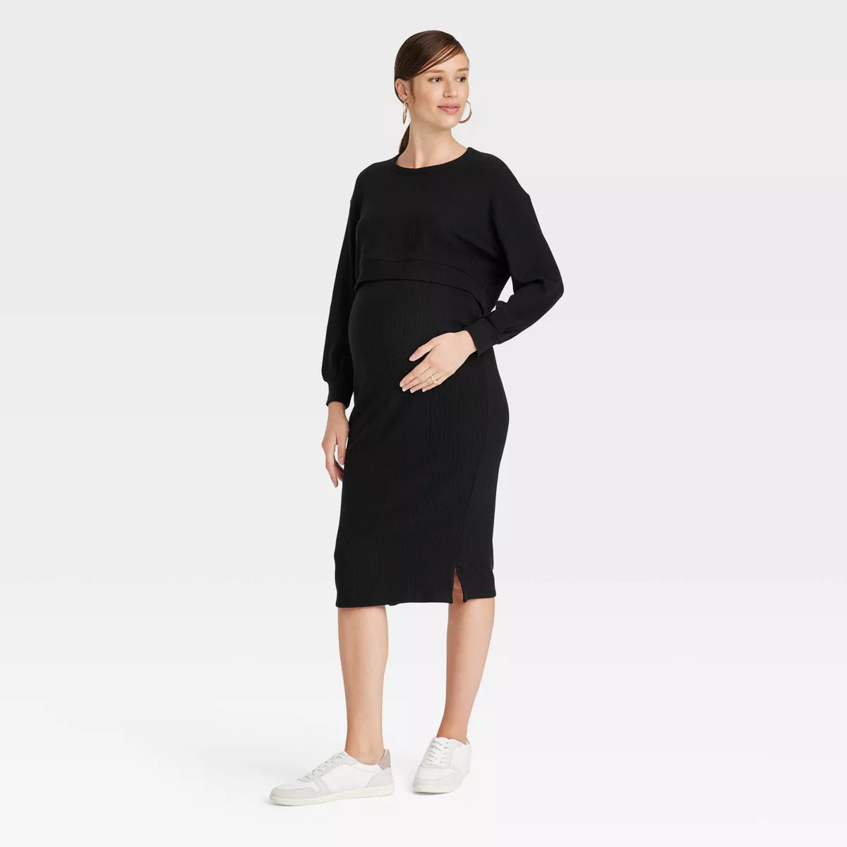 Match Back Ribbed Crop Maternity Skirt Set - Isabel Maternity by Ingrid & Isabel™ Black | Target