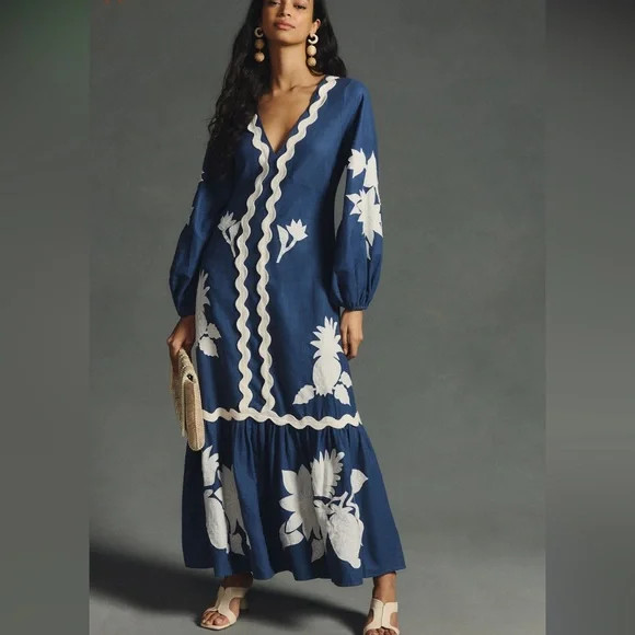 Farm Rio Flounce Embroidered Maxi Dress | Poshmark