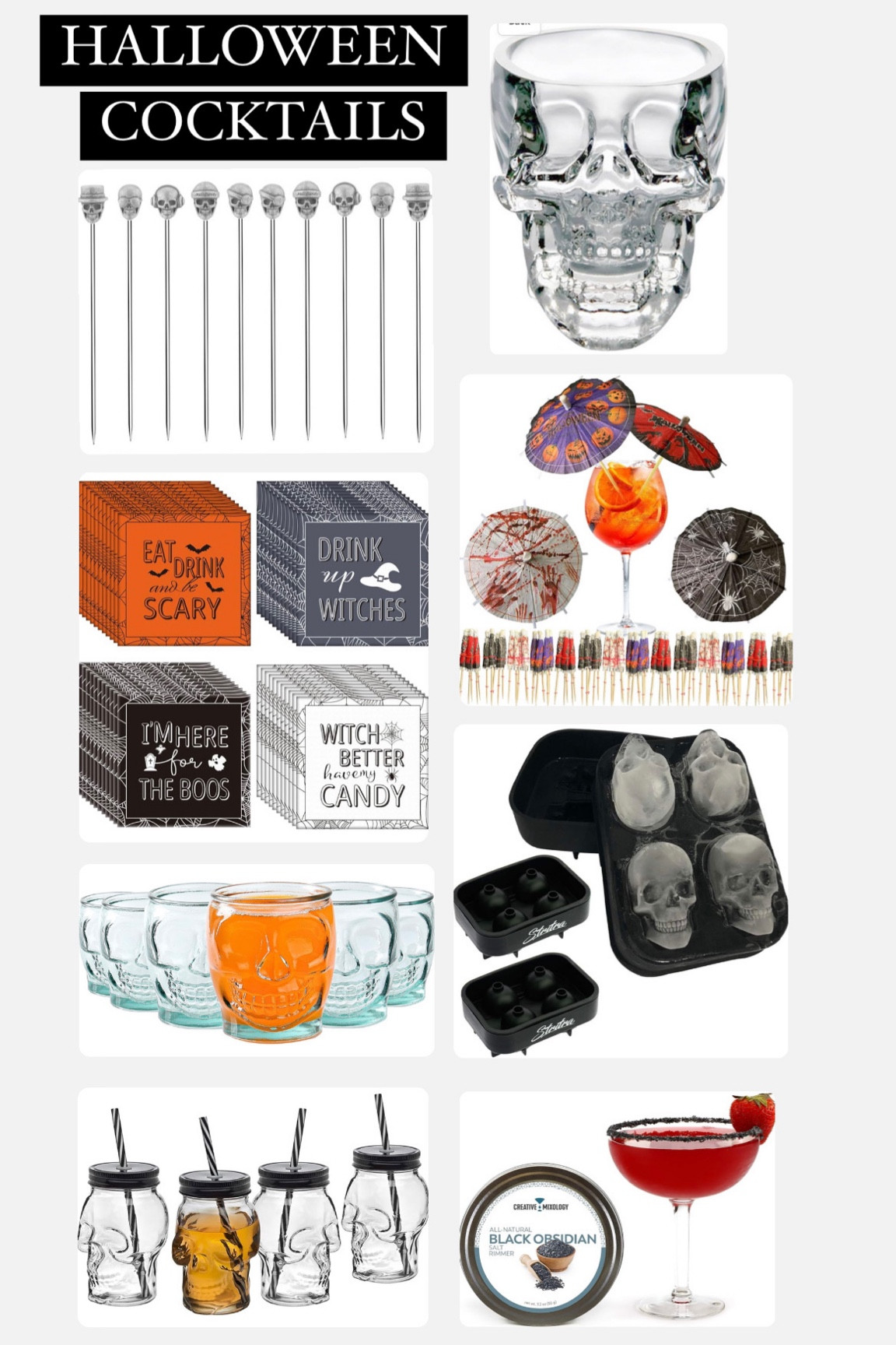 Halloween spooky cocktail drinks for parties, girls nights, pregame! Skull glasses 

#LTKHalloween #LTKsalealert #LTKSeasonal