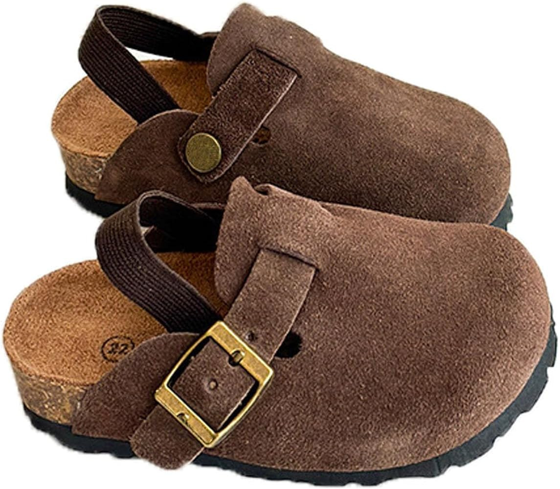 Kids Suede Clogs Toddler Clogs Boys Girls Sandals Cork Adjustable Buckle Mules | Amazon (US)