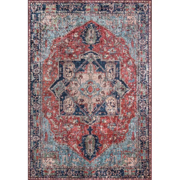 Emelia Oriental Print Area Rug in Red | Wayfair North America