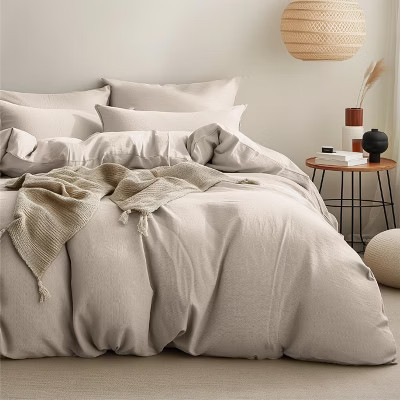 Bedsure-Jersey Knit 100% Cotton Soft Zipper Closure Duvet Cover Set | Target