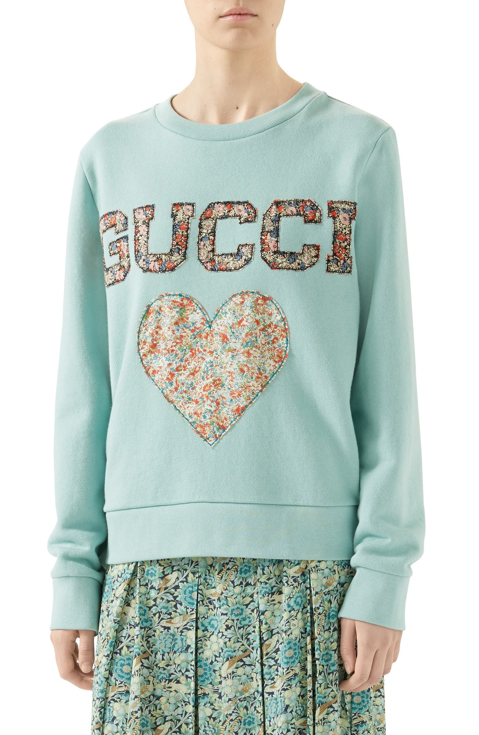 Gucci x Liberty London Floral Print Appliqué Organic Cotton Sweatshirt | Nordstrom | Nordstrom