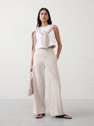High-Rise Linen-Blend Wide-Leg Pant | Banana Republic Factory