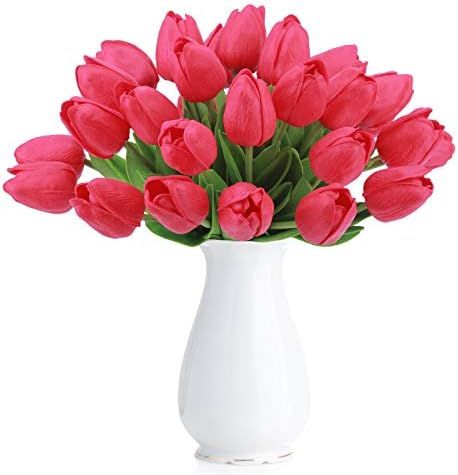 BOMAROLAN Artificial Tulip Fake Holland Mini Tulip Real Touch Flowers 24 Pcs for Wedding Decor DI... | Amazon (US)