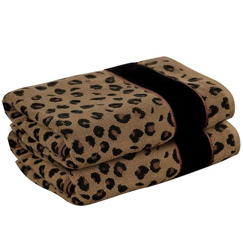 COTTON CRAFT Cheetah Bath Towel - 2 Pack 100% Cotton Animal Print Towels | Amazon (US)