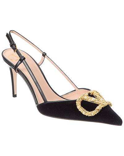 VLogo Signature 90 Velvet & Leather Slingback Pump | Rue La La