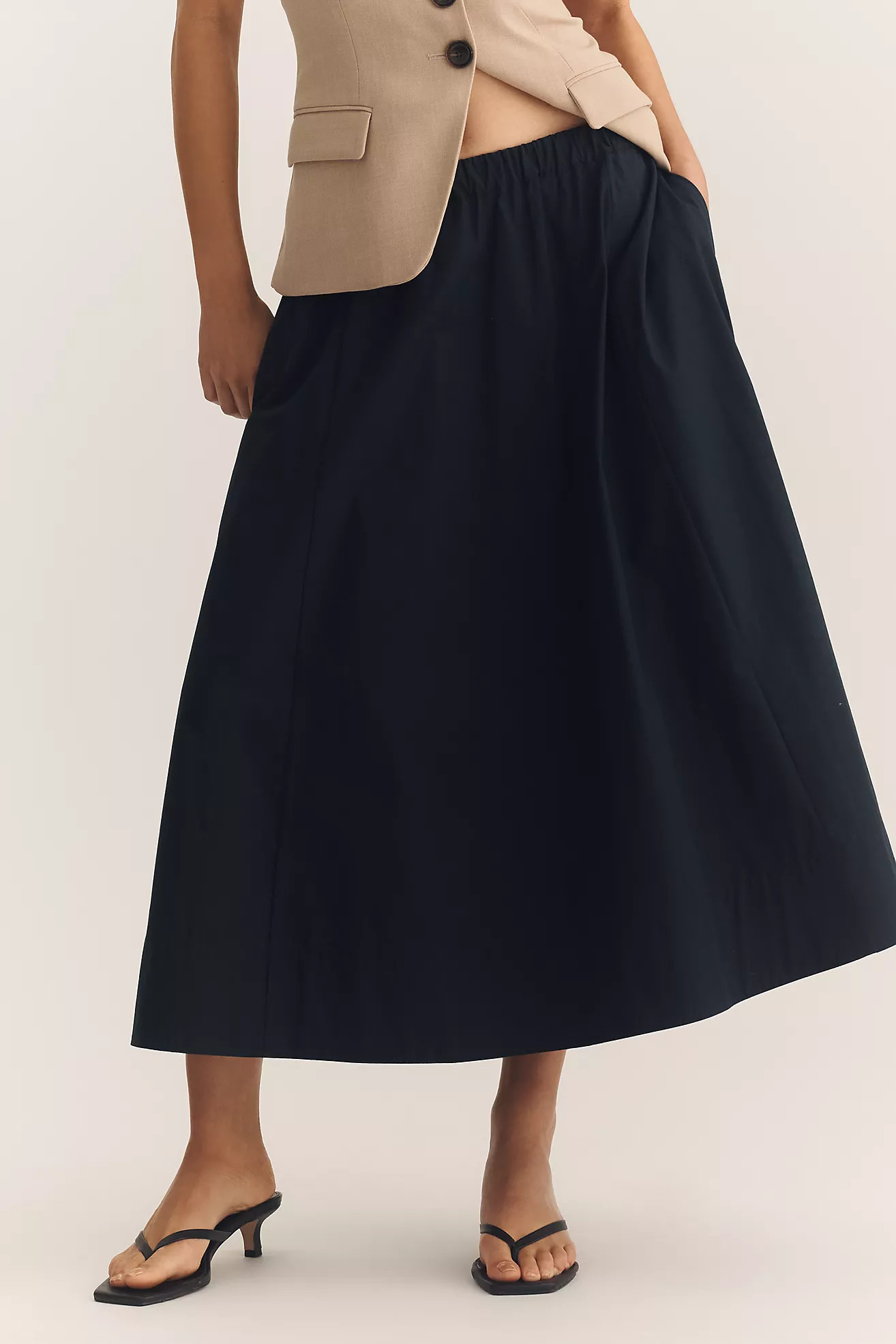 Maeve Cotton Pull-On Midi Skirt | Anthropologie (US)