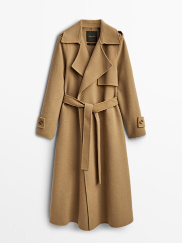 Wool trench coat with belt | Massimo Dutti US
